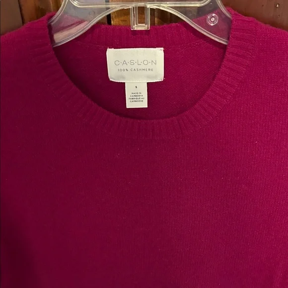 Caslon Cashmere Deep Fuchsia Cashmere Sweater/Size Small - Picture 2 of 9